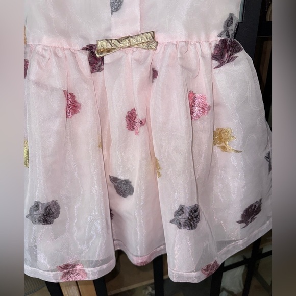 Hucklebones London dress empire bows organza formal metallic blush toddler girls - Picture 5 of 9